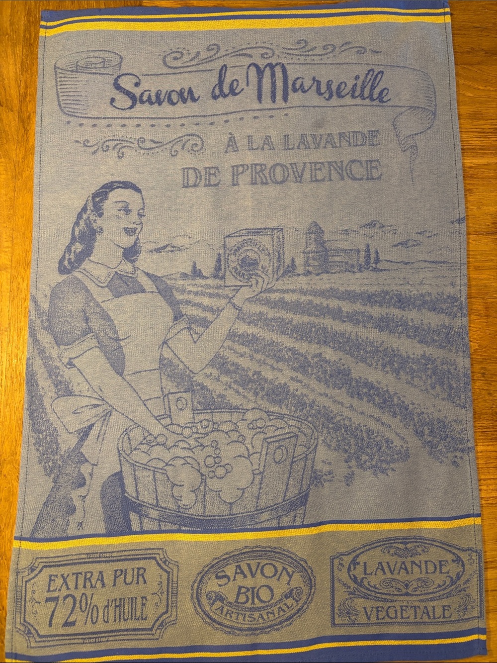 Savon de Marseille Lavender Kitchen Towel - Blue and Yellow